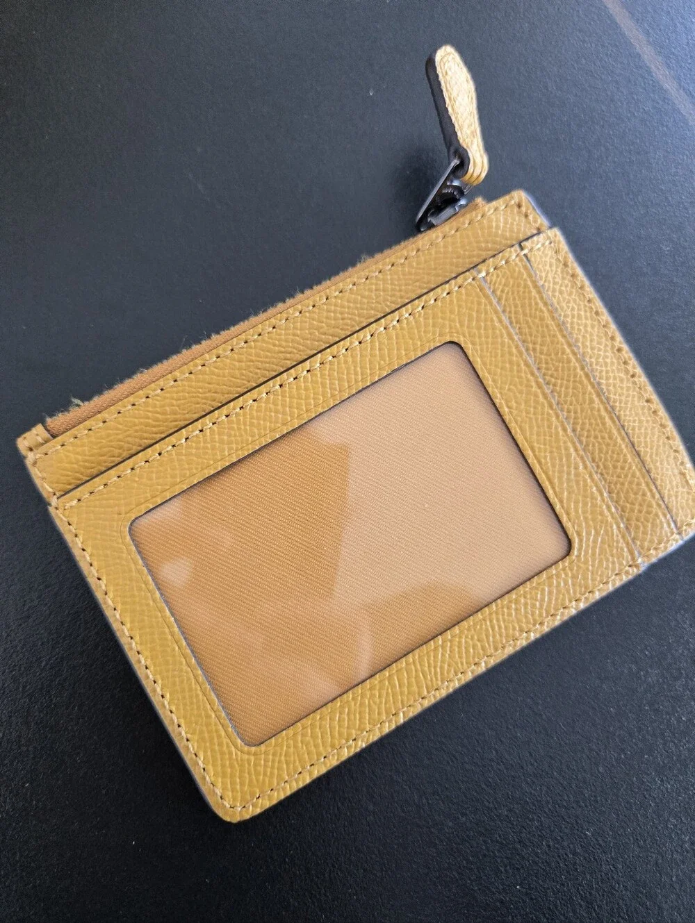 Coach Mustard Yellow Leather Zip Card Wallet